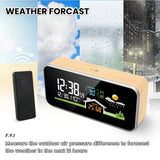 Alarm Clock Digital Surface Wall Decor Time Date Week Temperature Humidity Weather Forecast Wireless Table Desk Watch Wood Clock