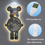 Creative Wall Clock Cartoon Fashion Wall Clocks Living Room Silent Art Clock Simple Modern Watch Wall Reloj Home Decoration Bear